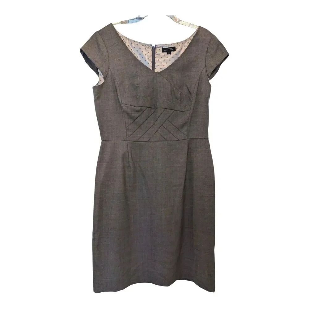 Tahari Arthur S Levine Womens Cap Sleeve Lined Gray Sheath Dress Size 12